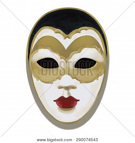 Carnival Venetian Mask, Drawing, Illustration, Voman Mask