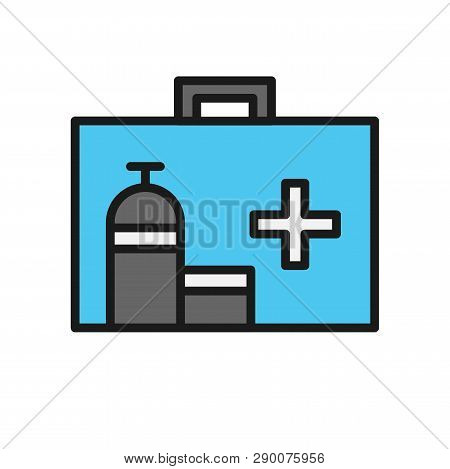 Football Healthcare Box Icon. Medical Team Support. Simple Illustration Outline Style Sport Symbol.
