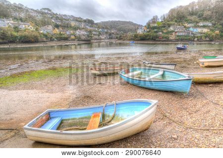 Boats On The River Between Noss Mayo And Newton Ferrers Devon In Hdr