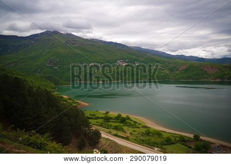 Aerial Panoramic View To Lake Debar In North Macedonia