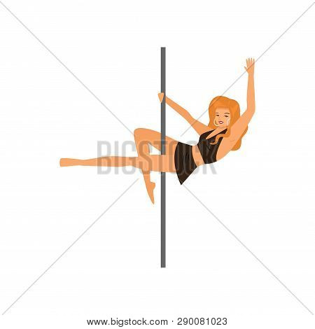 Attractive Red-haired Girl Whirls Around The Pole