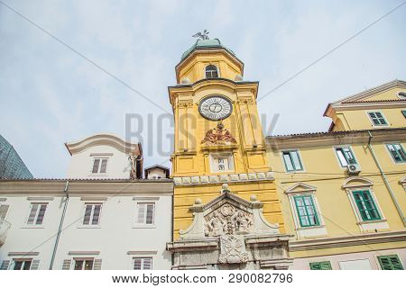 City Of Rijeka, Clock Tower View In Croatia