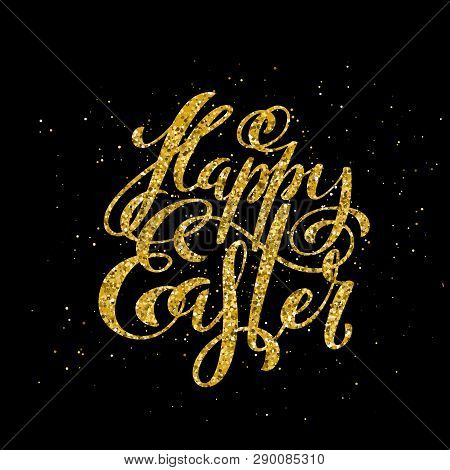 Happy Easter Banner With Handdrawn Calligraphy.template For Poster With Letttering. Vector.