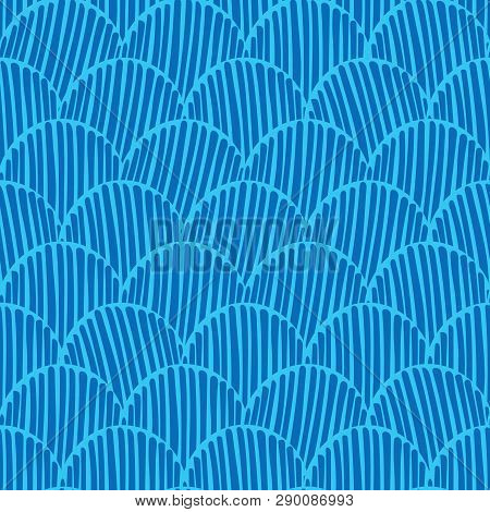 Abstract Monochrome Doodle Fishscale Seamless Vector Pattern Background For Fabric, Wallpaper, Scrap