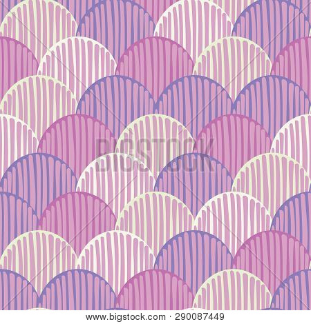 Abstract Colorful Doodle Fishscale Seamless Vector Pattern Background For Fabric, Wallpaper, Scrapbo