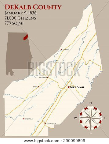 Large And Detailed Map Of Dekalb County In Alabama, Usa