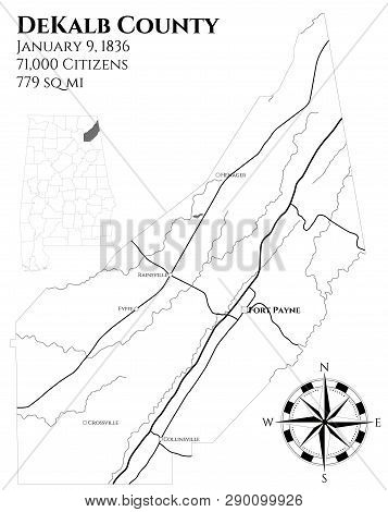 Large And Detailed Map Of Dekalb County In Alabama, Usa