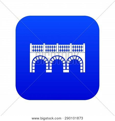 Arch Bridge Icon Blue Vector Isolated On White Background
