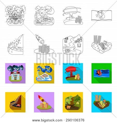 Isolated Object Of Weather And Distress Sign. Collection Of Weather And Crash Vector Icon For Stock.