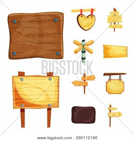 Vector Illustration Of Signboard  And Wood Symbol. Collection Of Signboard  And Wooden Stock Vector 