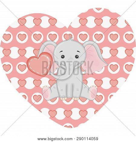 Vector Image With Elephant For Valentines Day