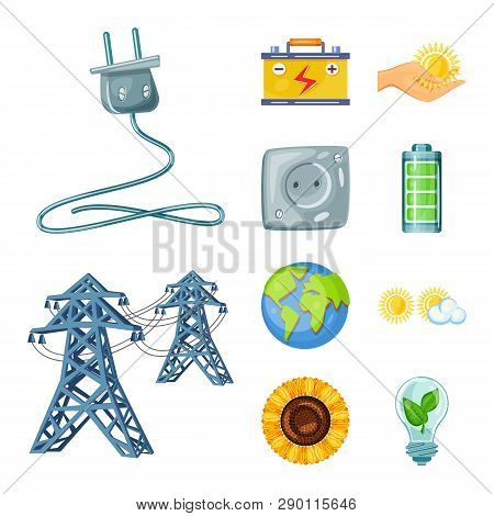 Vector Illustration Of  And Organic  Sign. Set Of  And Solar Stock Symbol For Web.