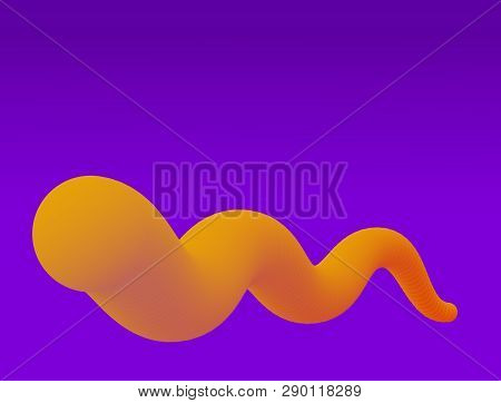 Abstract Background With 3d Wavy Fluid Gradient Shape. Orange And Violet Colors