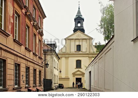 Warsaw, Poland - May 12, 2012: View Of The Church Of St. Benon In New Town Of Warsaw At Historical P