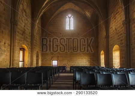 Bellapais, Cyprus - November 12, 2013: Interior Of Refectory In The Abbey Of Bellapais In The Northe