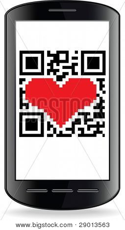 携帯電話の画面上の QR コード