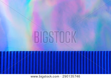 Holographic Background With Blue Metallized Corrugated Paper