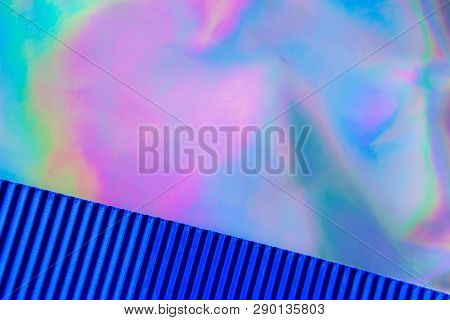 Holographic Background With Blue Metallized Corrugated Paper