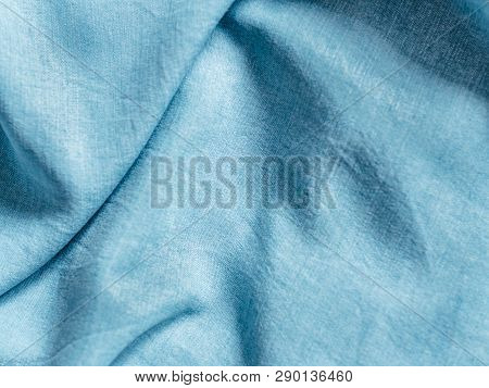 Modern Soft Jeans Blouse Texture Close Up. Lyocell Or Tencel Pattern - Modern Natural Cellulose Fabr