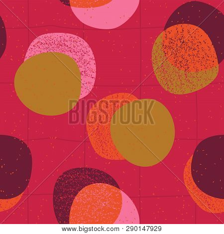 Cute Semless Pattern With Hand Drawn Spots. Polka Dot Background In Scandinavian Style. Retro Vector