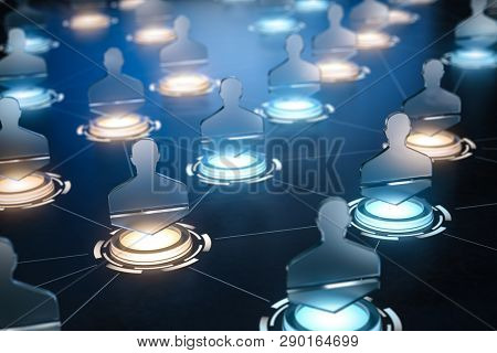 Social network internet  communication concept. background. Different people conncected by different ways.3d illustration