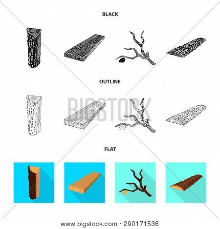 Vector Design Of Tree   And Raw  Symbol. Set Of Tree   And Construction Vector Icon For Stock.