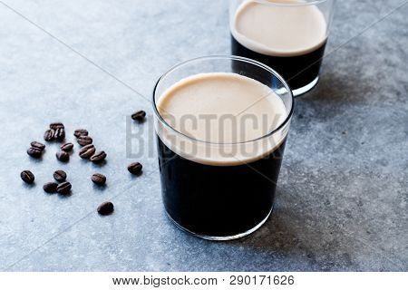 Frothy Cold Brew Nitro Coffee With Beans Ready To Drink.