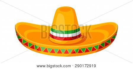 Mexican Sombrero Illustration Of Traditional National Hat.