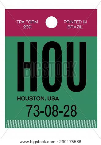 Houston Realistically Looking Airport Luggage Tag Illustration