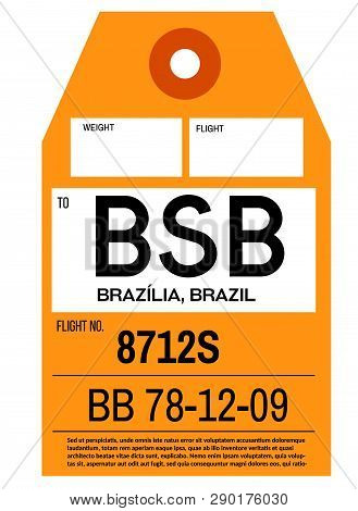 Brasilia Realistically Looking Airport Luggage Tag Illustration