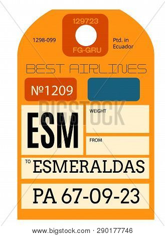 Esmeraldas Realistically Looking Airport Luggage Tag Illustration