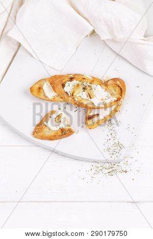 Bruschetta With Soft Cheese, Garlic And Provencal Herbs