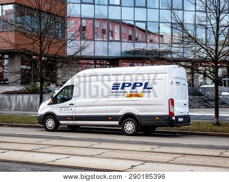 Ostrava, Czech Republic - January 14, 2019: White Delivery Van Of Ppl Company, Partner Of Global Dhl