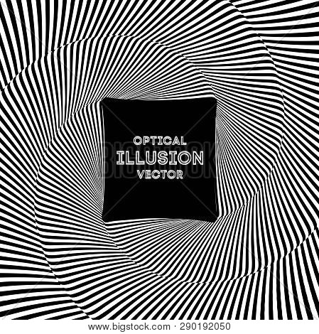 Optical Illusion Lines Background. Abstract 3d Black And White Illusions. Conceptual Design Of Optic