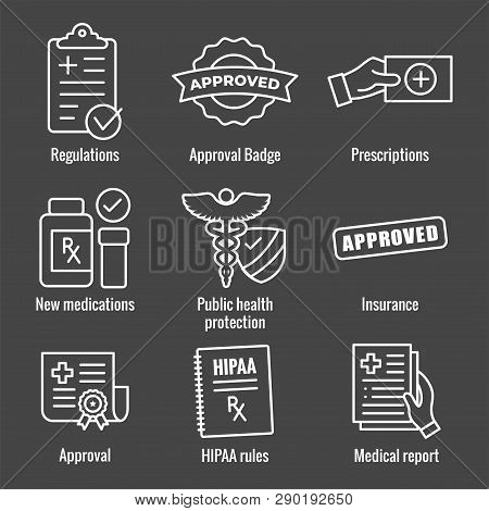 Medical Report Outline / Line Flat Vector Icon - Mobile Application Or Button Design. Vector Design 