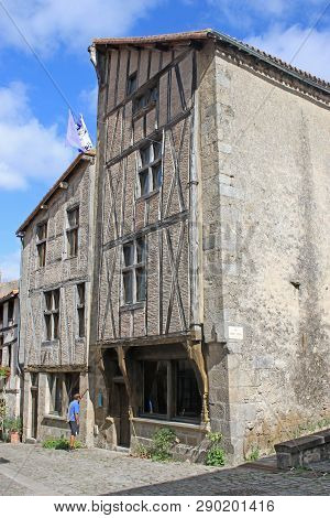 Street In The Medieval Town Of Parthenay, France