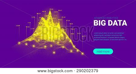 Artificial Intelligence, Big Data Analysis Visualization. Landing Page Template With Quantum Cryptog