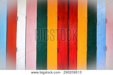 Colorful Wall Woodentexture Background / Rainbow Colors Painted Old Wall