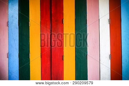 Colorful Wall Woodentexture Background / Rainbow Colors Painted Old Wall