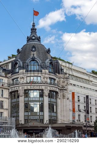 Paris, France - September 15, 2018: Bazar De Lhotel De Ville, Aka Bhv, Entrance. Bhv Is A Popular De