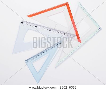 ruler metric set at white background, top view