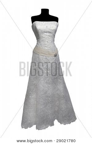 Hochzeiten Kleid auf eine Schaufensterpuppe isolated on White (with Clipping Path)
