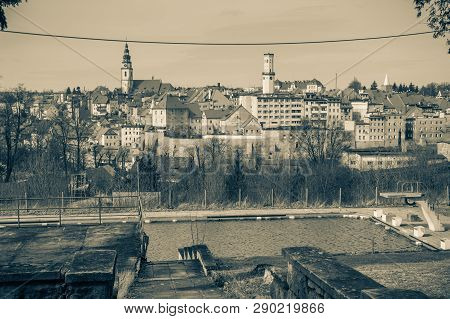 Panorama Of Bystrzyca Klodzka, View Of The Old Buildings Of The City.