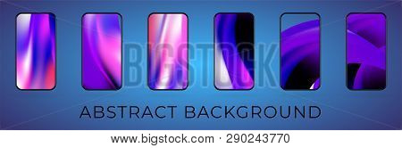 Wavy Abstract Smartphone Background Illustration Set. Mobile Wallpaper Collection. Modern Ui Screen 