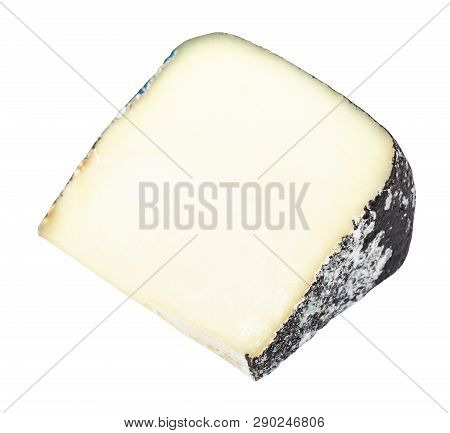 Italian Perla Nera Sheep Cheese Isolated On White