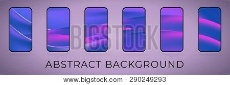 Wavy Abstract Smartphone Background Illustration Set. Mobile Wallpaper Collection. Modern Ui Screen 