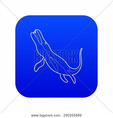 Underwater Dinosaur Icon Blue Vector Isolated On White Background