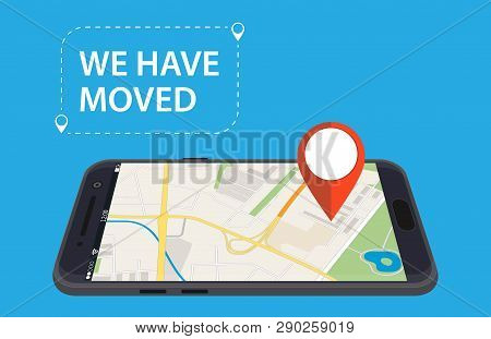 Moving Concept. Changing Address, New Location On Navigation Map. Use For, Landing Page, Template, U