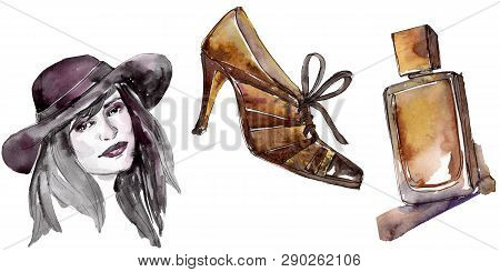 Fashoinable Sketch Glamour Illustration In A Watercolor Style Isolated Element. Watercolour Backgrou