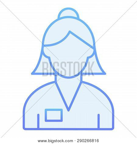 Female Account Manager Flat Icon. Bank Worker Blue Icons In Trendy Flat Style. Woman Banker Gradient